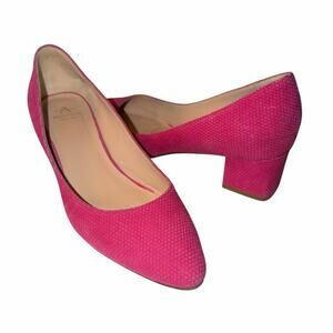 Aquatalia Pink Suede Block Heel Pumps Size 7 Made in Italy